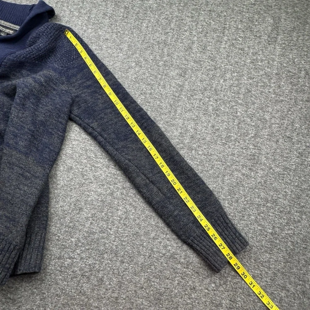 Banana Republic Italian Yarn Wool Blend Mens Sz L Sweater Shawl Preppy Blue Gray